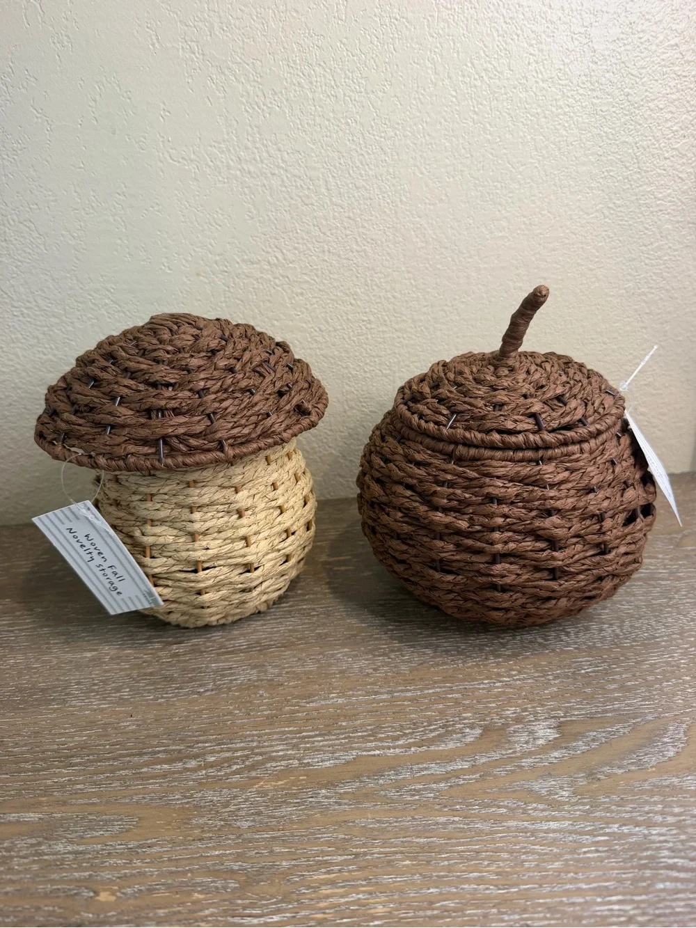 Target Bullseye Acorn & Pumpkin Shaped Woven Wicker Basket With Lid